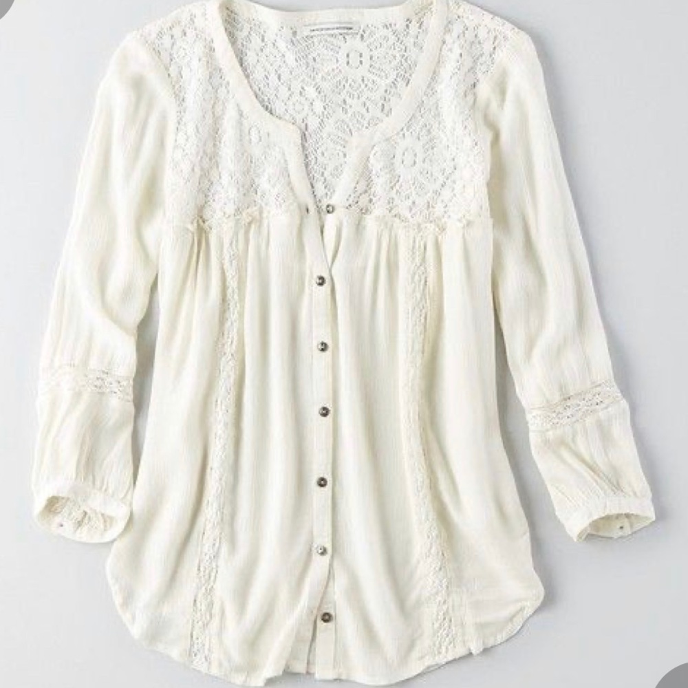🛍💵 4/$25 American Eagle Button Down Peasant Top